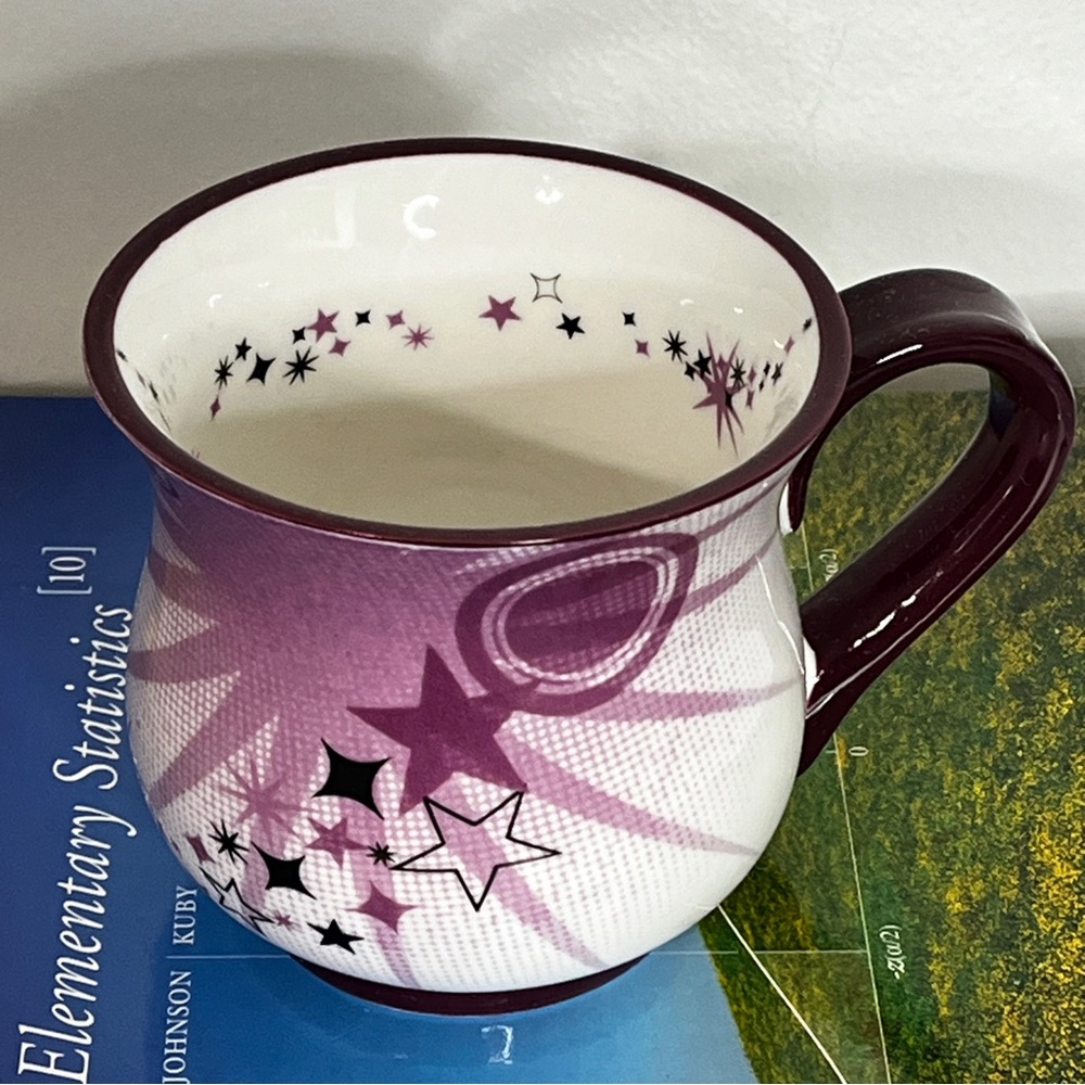 2010 Mary Kay Seminar Project Superstar 16oz Mug Cup White Purple & Black Stars